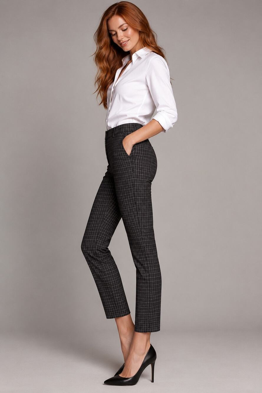 Amanda + Chelsea Grid Stretch Ankle Pants Sz 10 Tall Friendly Ankle length on 6'